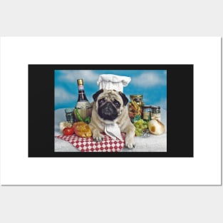 Pug Dog Cook Chef Posters and Art